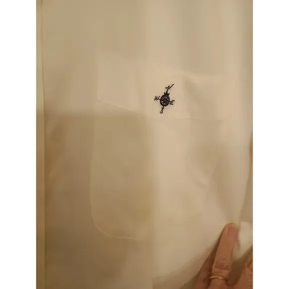 Turnbury 100% Cotton Button Up Shirt Long Sleeve White Sail Boat Size Large EUC - Picture 9 of 13